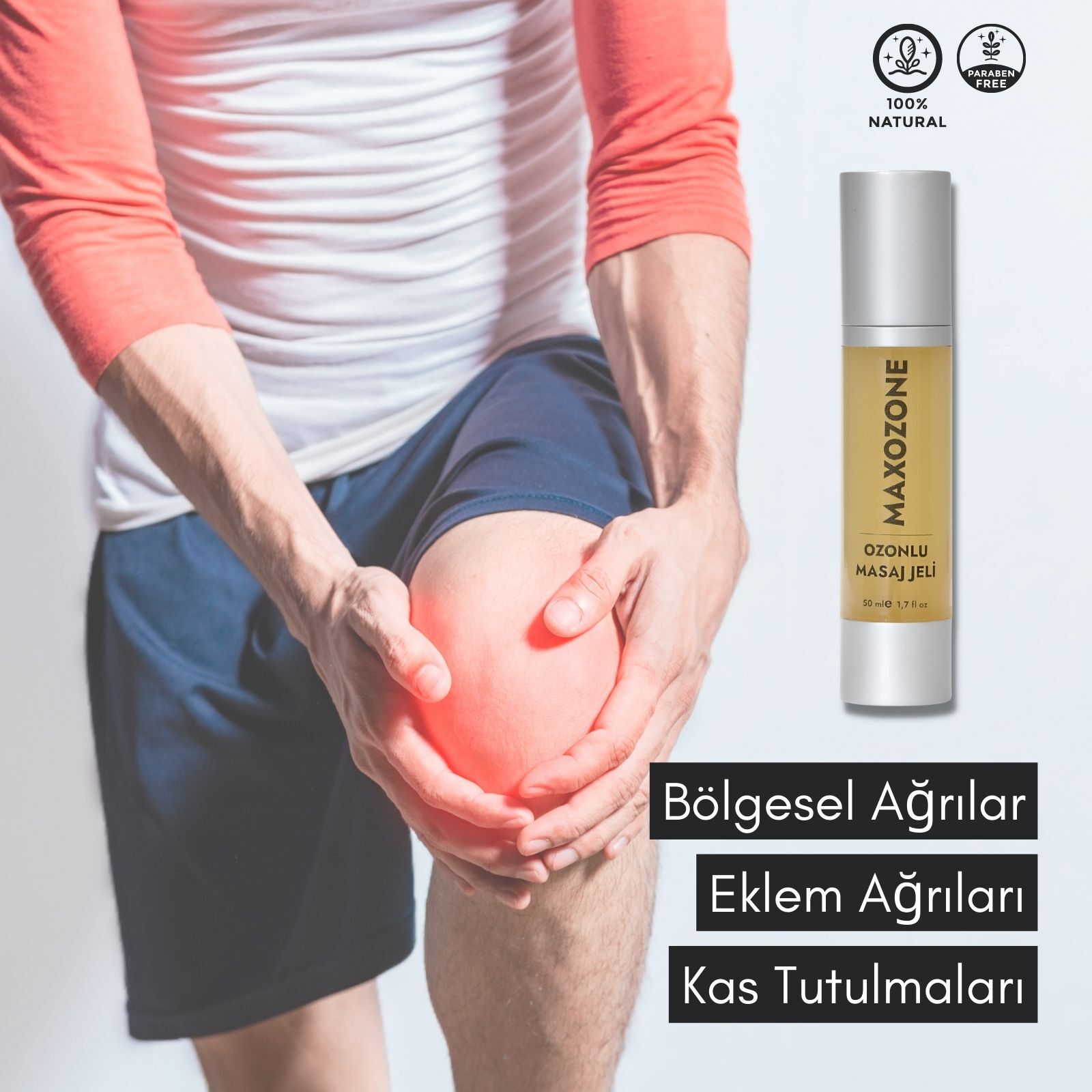 MaxOzone Ozonlu masaj jeli, ağrı giderici, 50ml